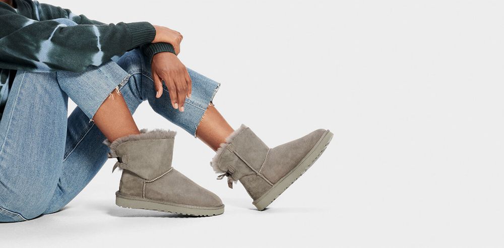 Ugg Mini Boot Womens - Ugg Mini Bailey Bow Ii Grey - 362CFAMPU